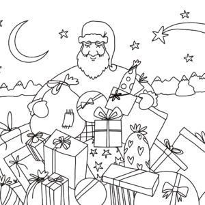 Coloriage Pere Noel et hotte