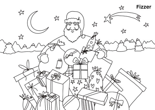 Santa Claus and hood coloring page