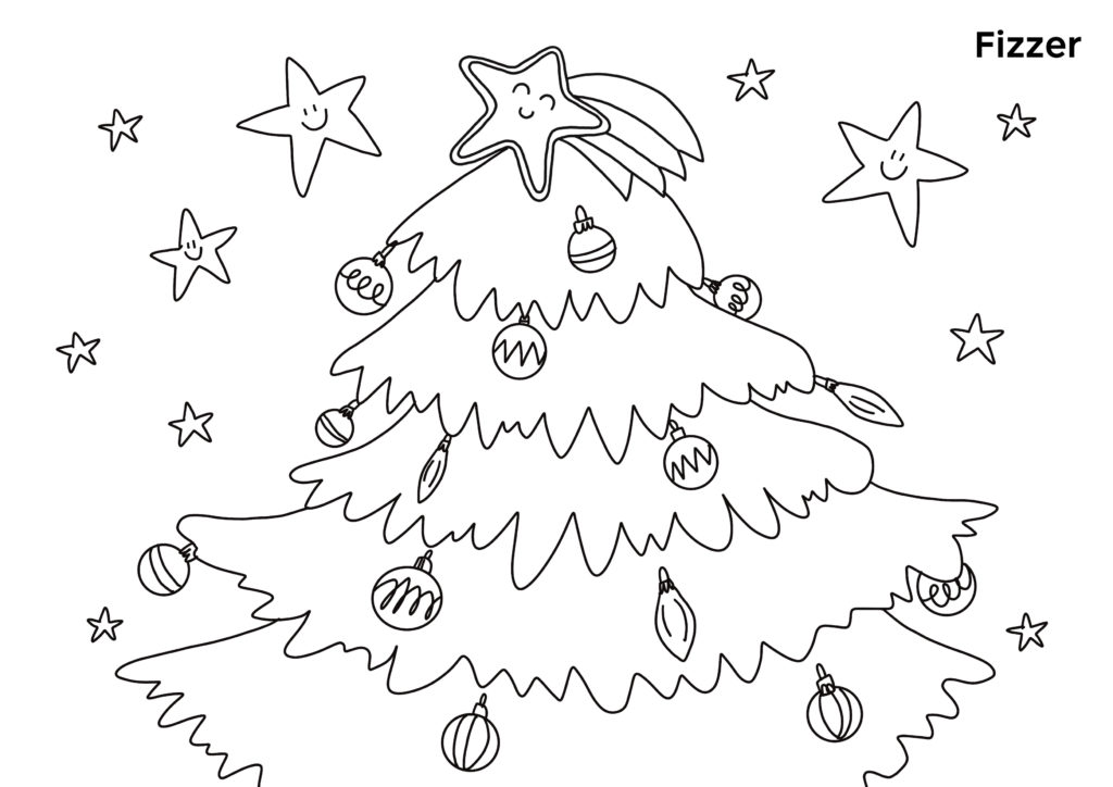 Coloriage Sapin de Noel et etoiles