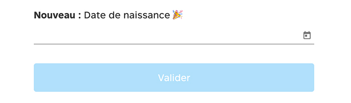 Date d'anniversaire sur application Fizzer