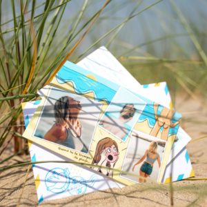 Lustige Fizzer-Postkarte Sommer-Nudist-Strand