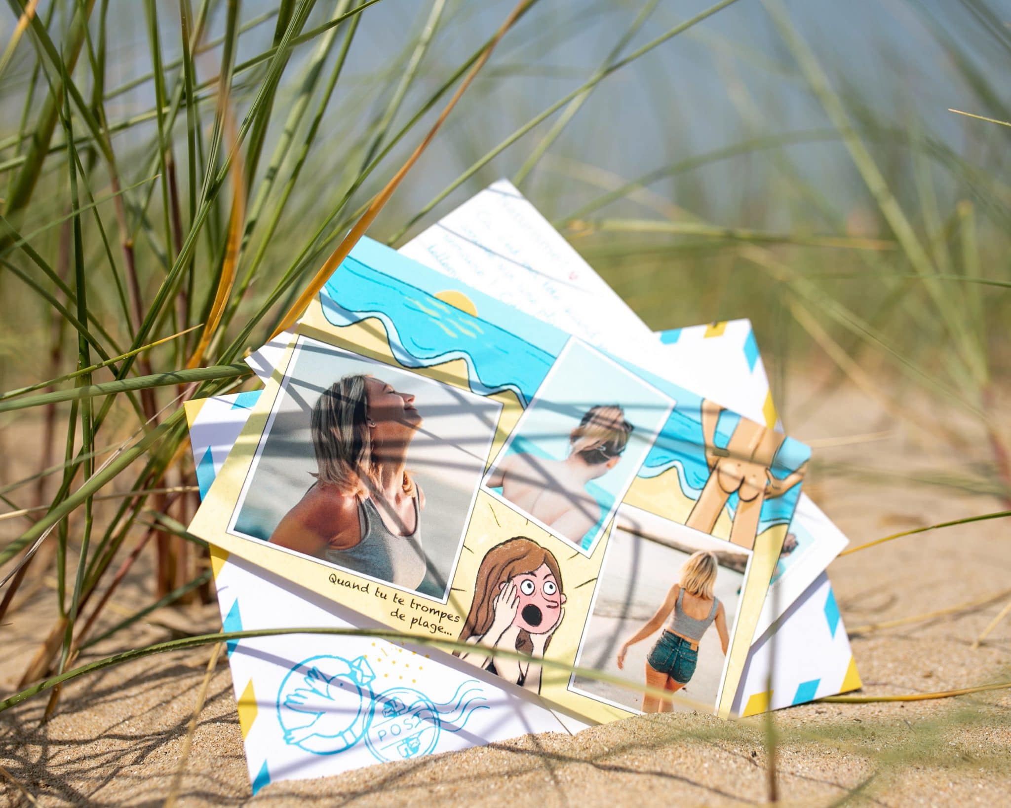 Lustige Fizzer-Postkarte Sommer-Nudist-Strand