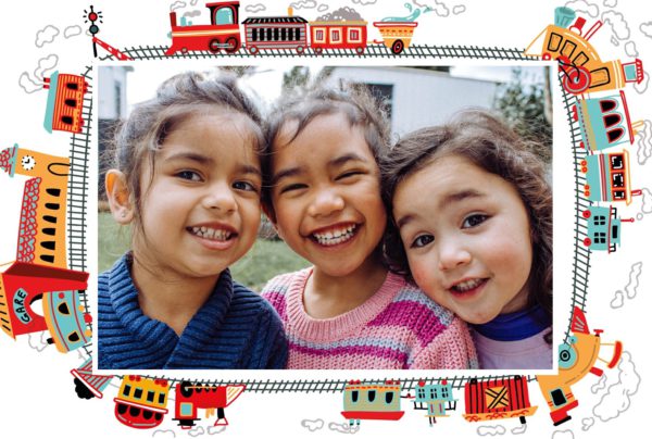 1 photo card with train for children