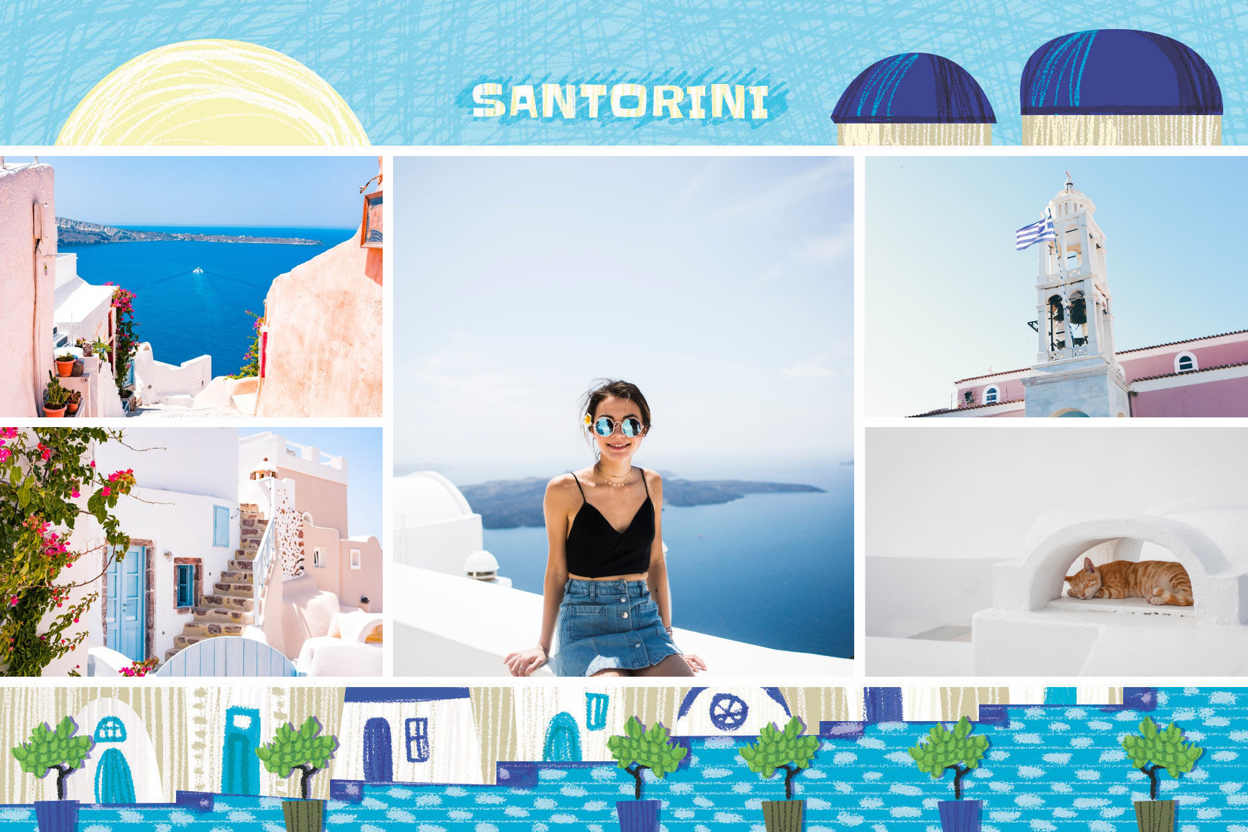post cards vacances in santorini greece