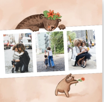 Rosa Muttertagskarte mit Bär