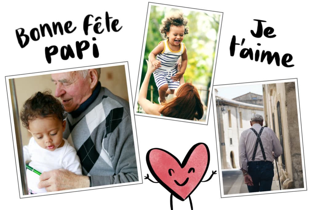 Carte Bonne fête Papi avec un coeur