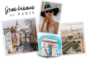 Kisses from Paris postcard with Arc de Triomphe