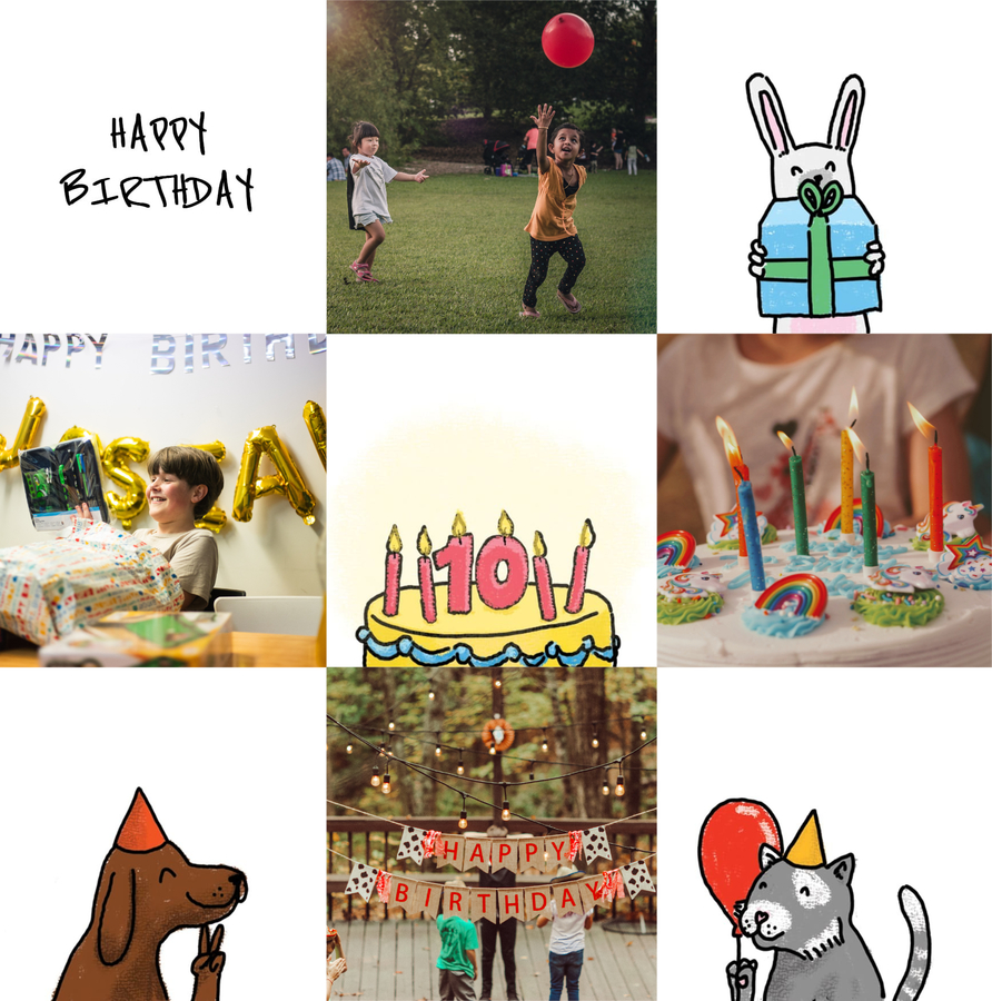 carte happy birthday 10 ans avec animaux