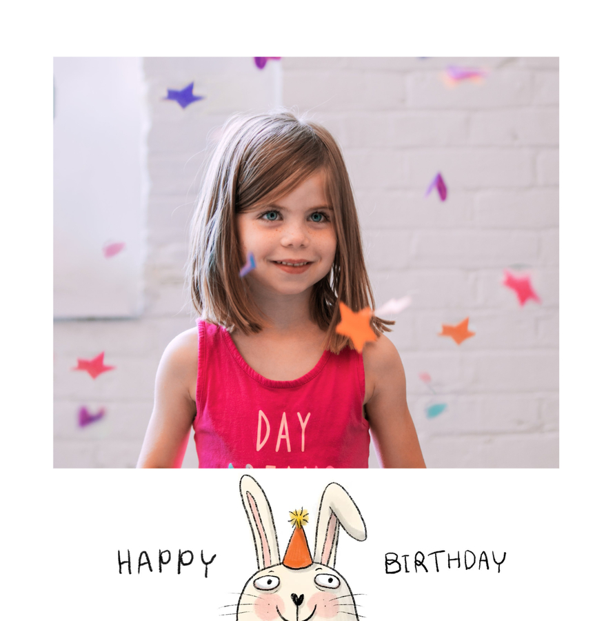 carte joyeux anniversaire avec lapin