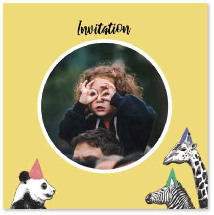 invitation anniversaire enfant avec animaux panda zèbre girafe