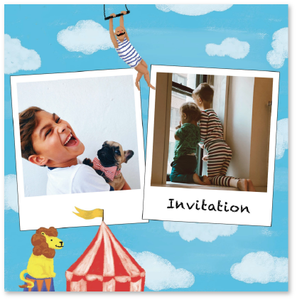 Invitation anniversaire enfant cirque acrobaties