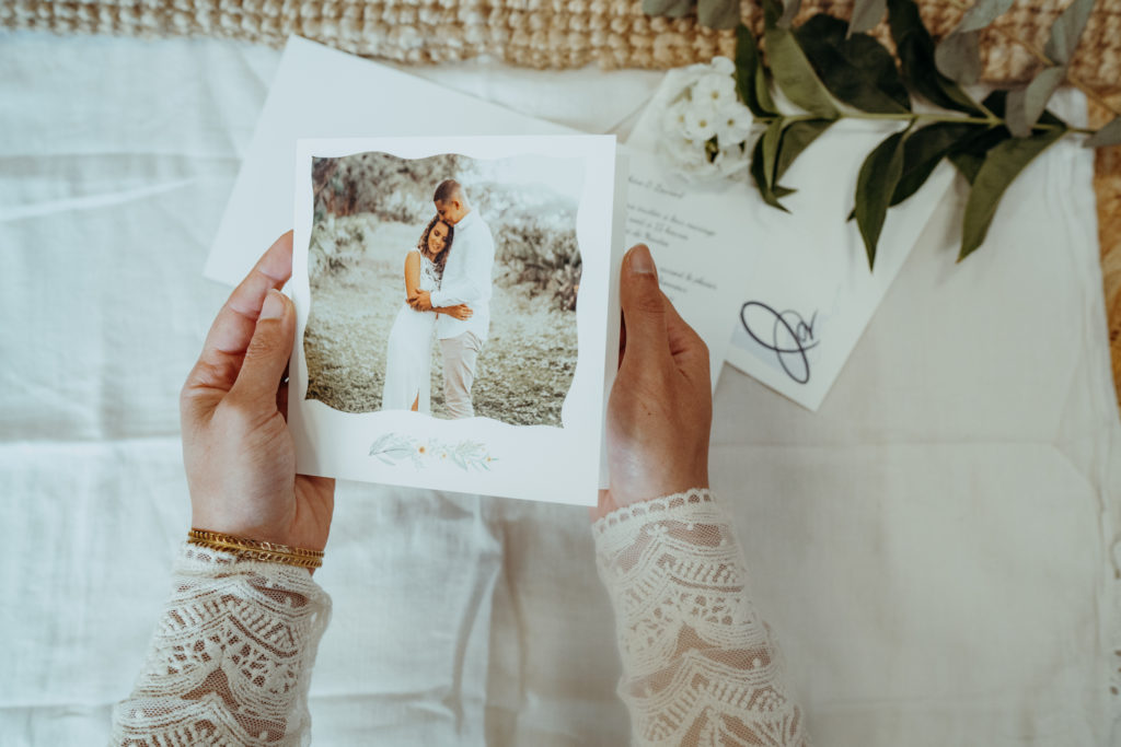 wedding invitation with lace sleeves