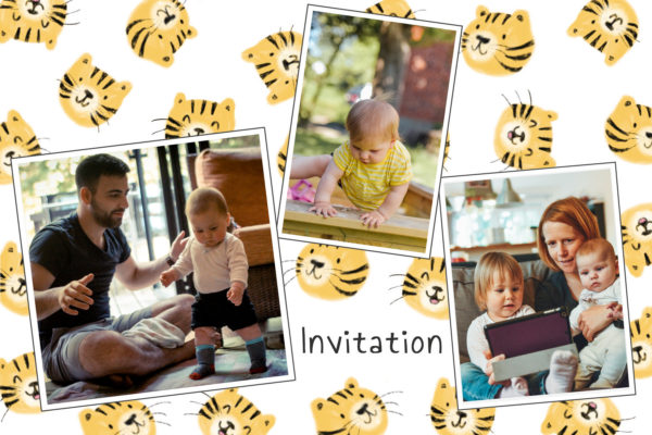 children's birthday invitation card with tigers