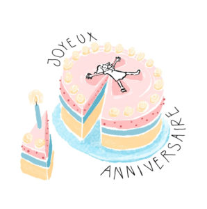 Carte joyeux anniversaire pour petite fille avec gateau