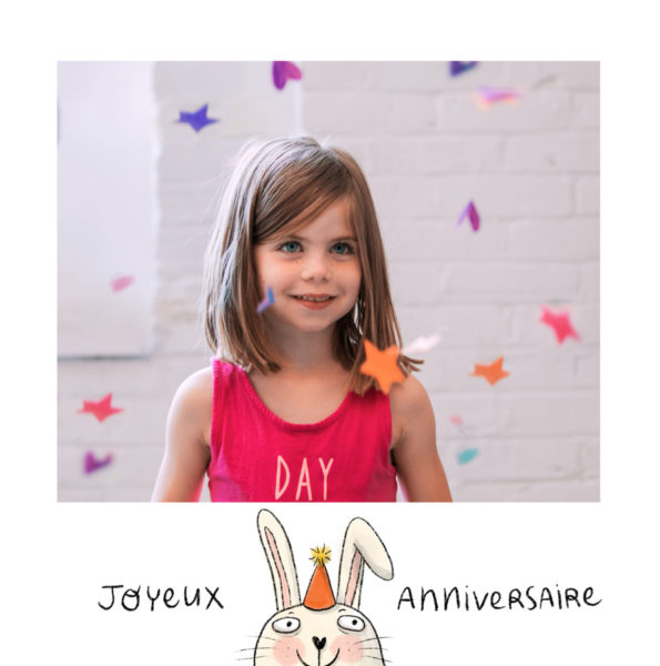 carte joyeux anniversaire avec lapin