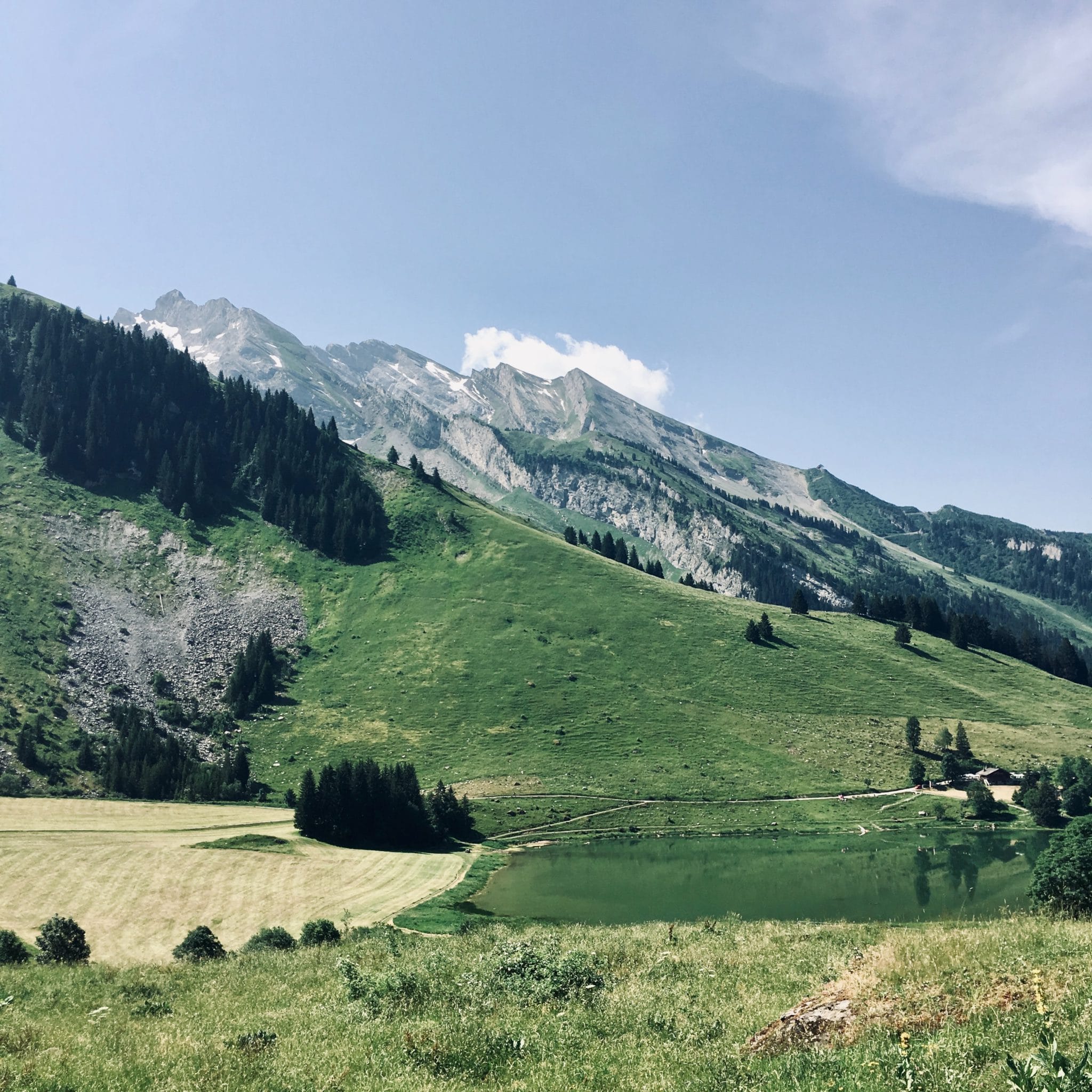 mountain in summer at la clusaz