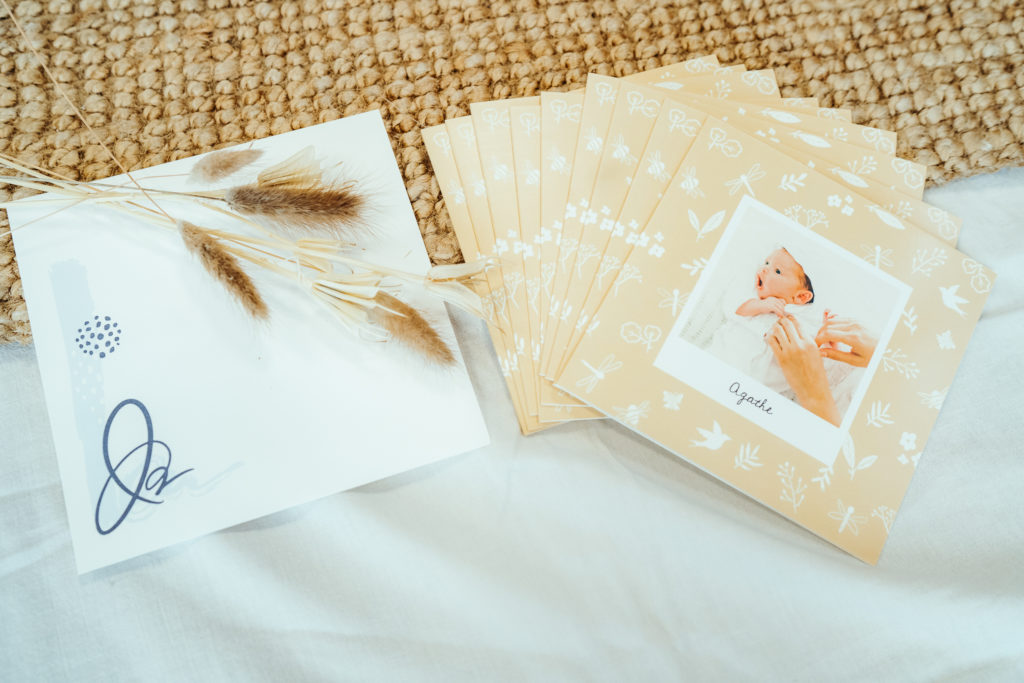 lot de faire-part de naissance jaune fleuris