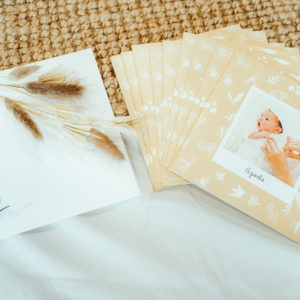 lot de faire-part de naissance jaune fleuris