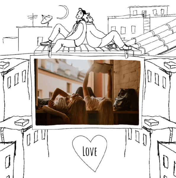Homosexuelle Valentinskarte über den Dächern von Paris