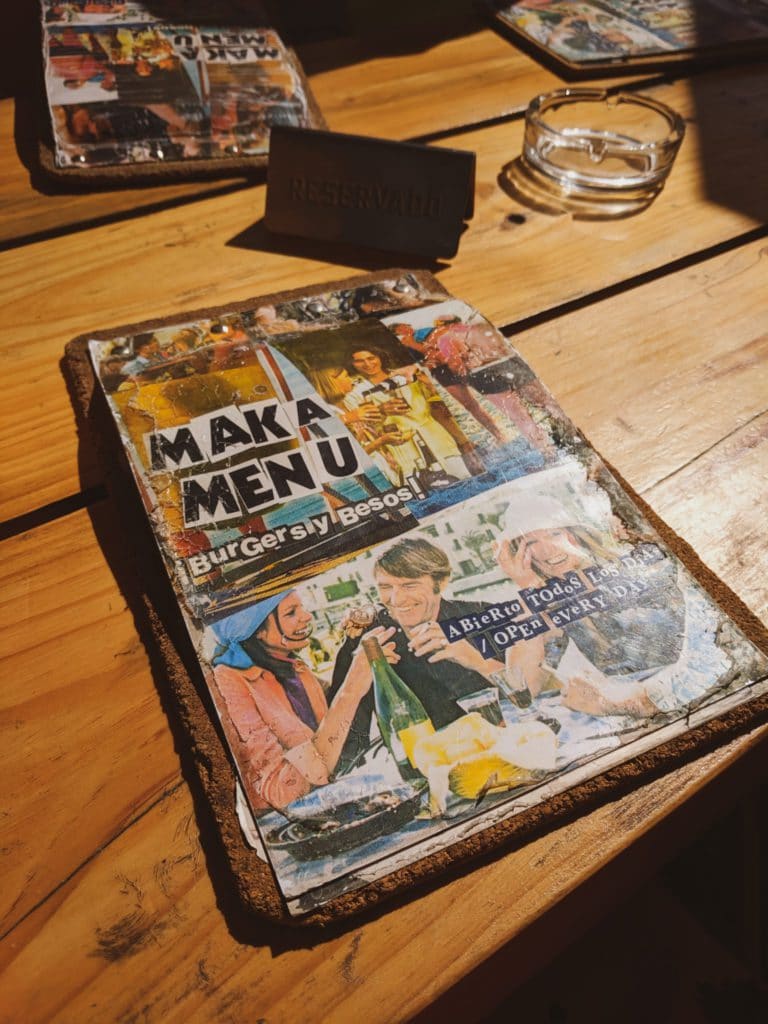 Menu du Makamaka à Barcelone