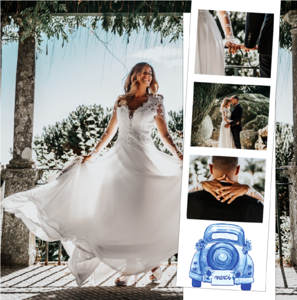 Faire-part de mariage champetre avec coccinelle bleue