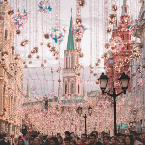 Place Rouge a Moscou en Russie pendant Noel