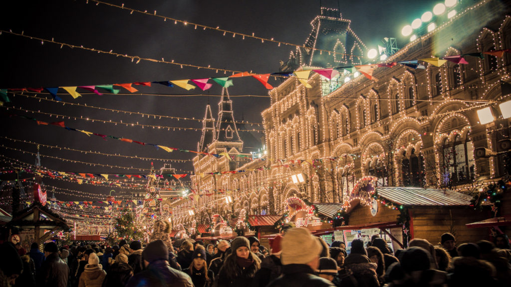 Weihnachtsmarkt in Moskau, Russland