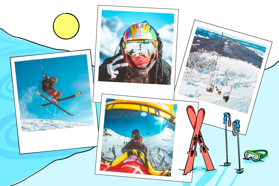 carte ski et baton hors piste au soleil