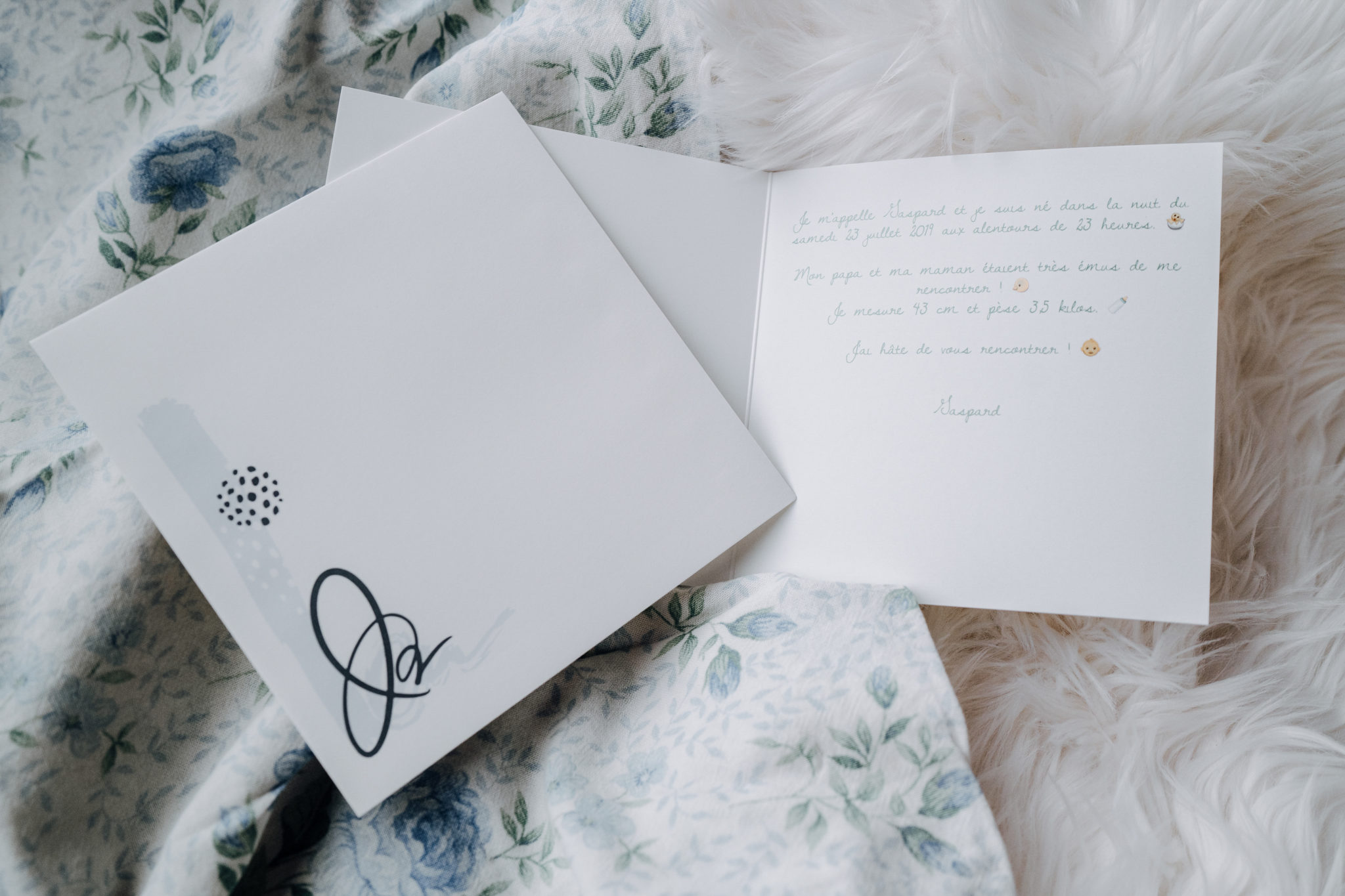 open card with message and envelope