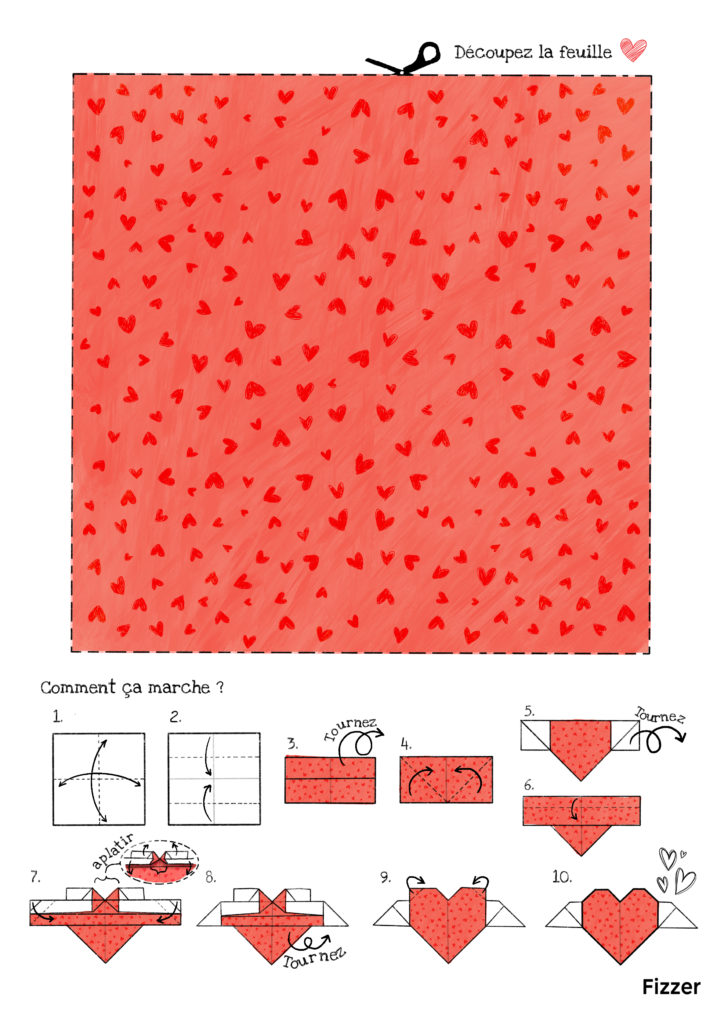 Origami Fete des Mères motif coeur