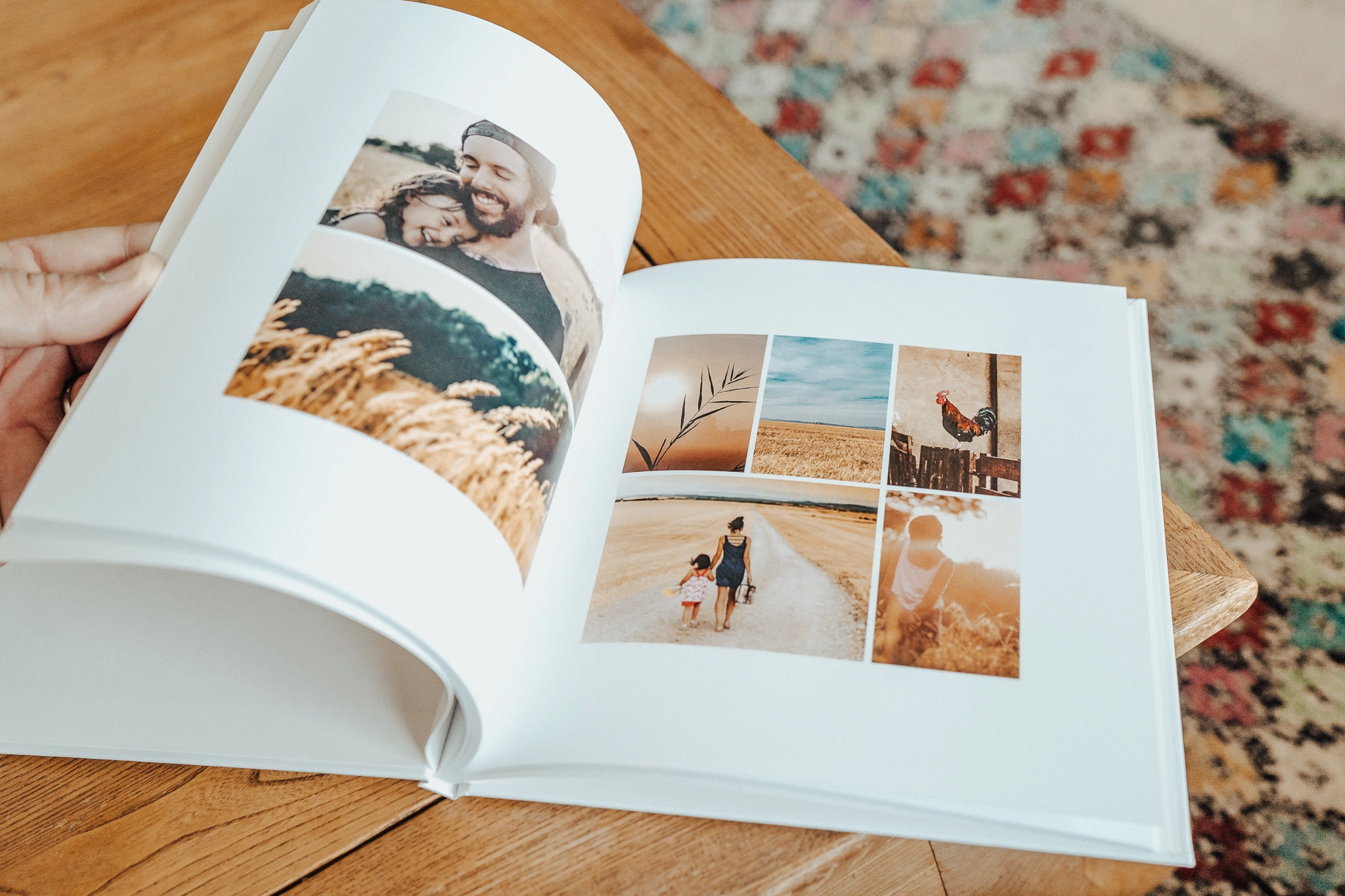 interior and pages of an online photo album created with Fizzer