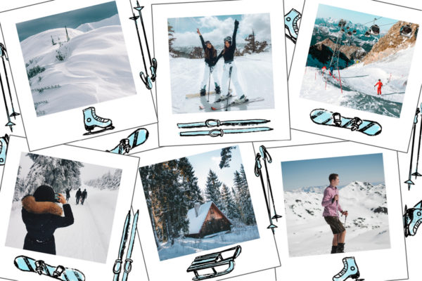 carte imitation polaroids sports d'hiver