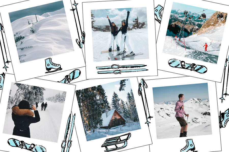winter sports polaroid imitation card