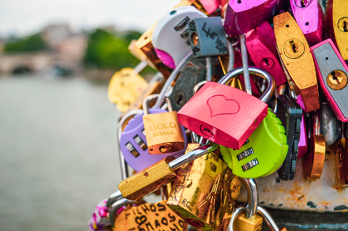 Vorhängeschlösser der Pont des Arts in Paris