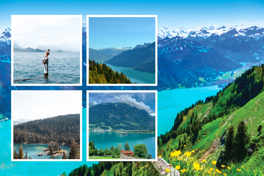 Swiss landscape postcard