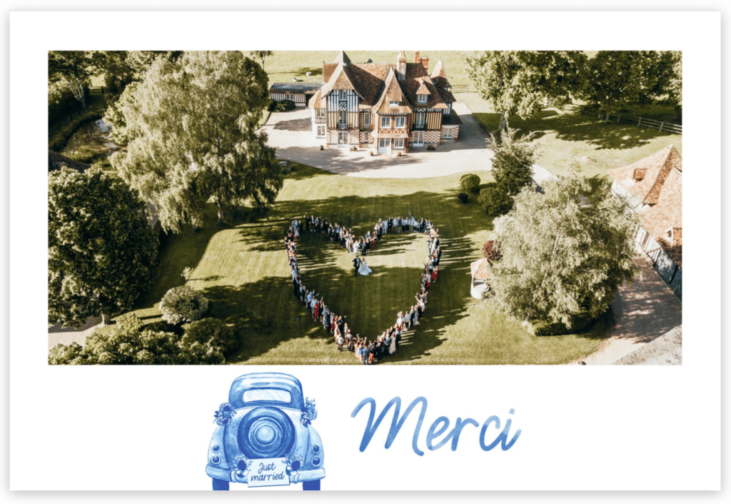 Carte postale de remerciement de mariage champêtre par Fizzer