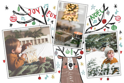 Merry Christmas card with Christmas reindeer