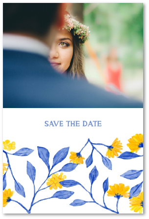 save the date mariage fleurs bleues