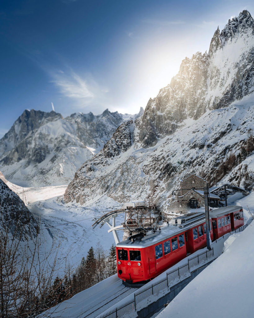 Roter Zug von Chamonix zum Mer de Glace