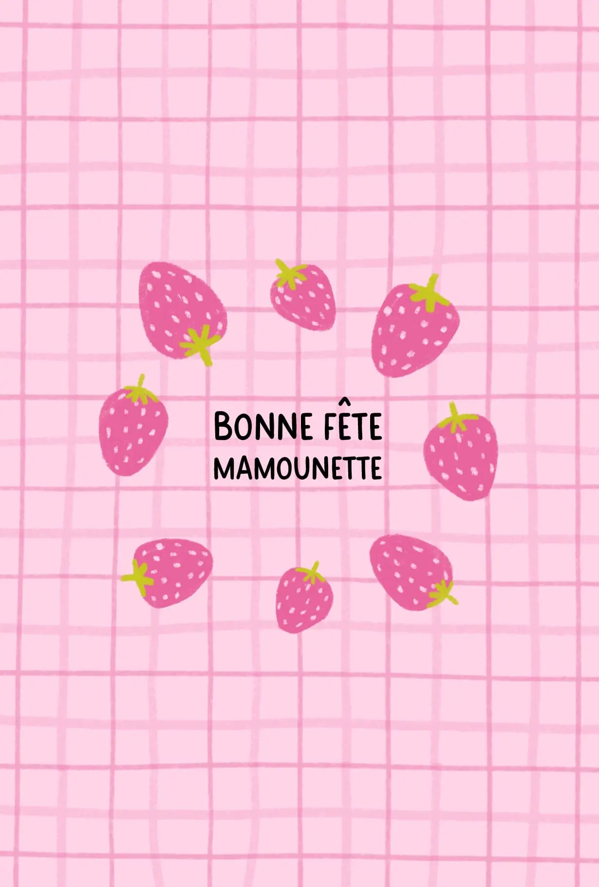 carte premium avec fraise et rose bonne fete maman