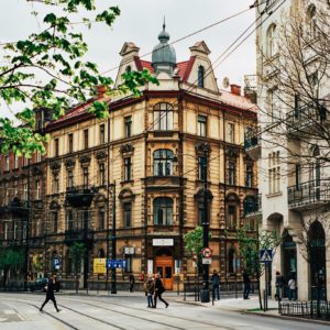 Blick auf ein Gebäude in der Stadt Krakau